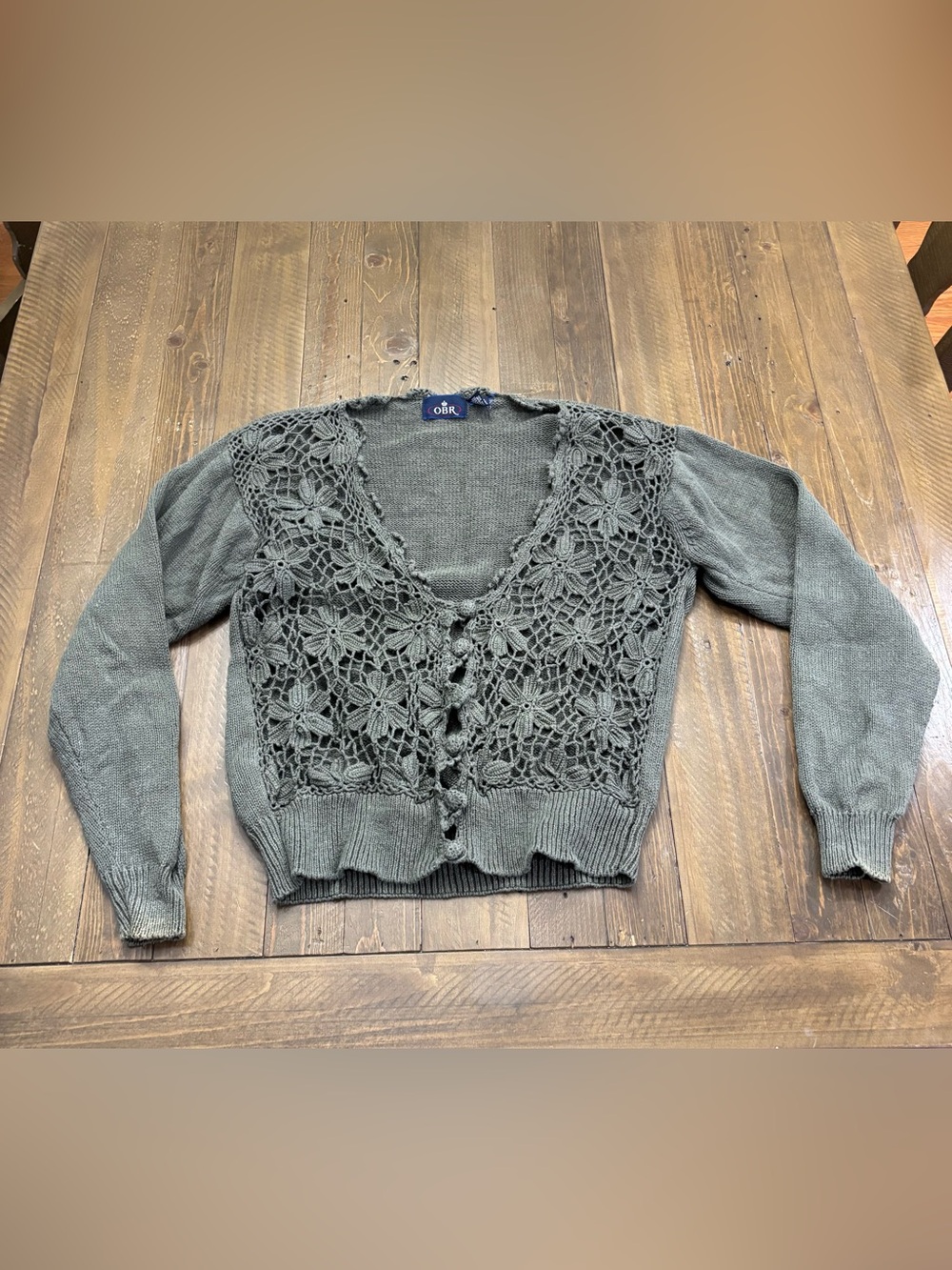OBR Crocheted Button-Front Cardigan
